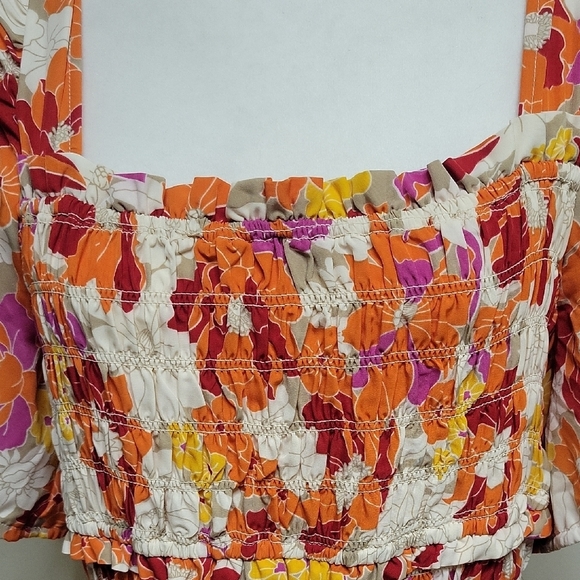 Orange Puff Sleeve Maxi Sundress for Wedding Guests XL Beach Summer Winetasting - Picture 4 of 8